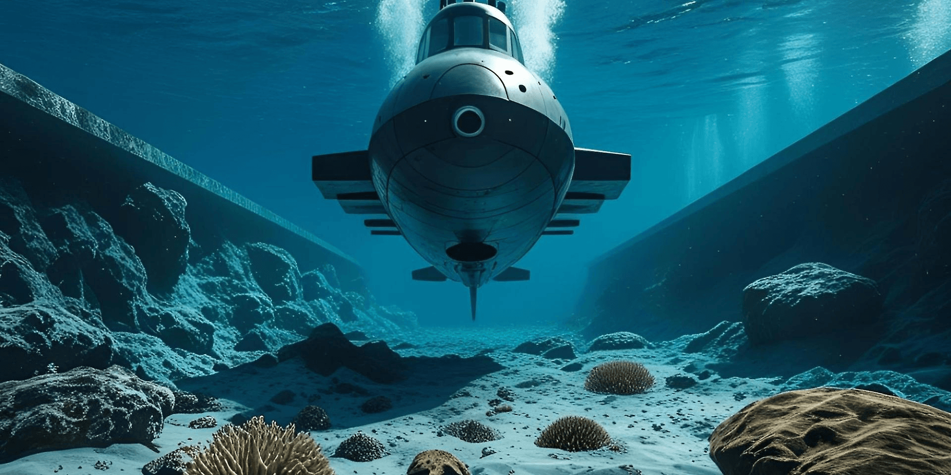 Vista del sommergibile in mare